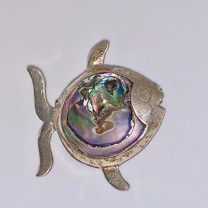 Women's Brooch, Fish with Abalone shell, Mexico 925 silver, 1 inch